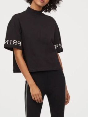 H&M x Pringle of scotland RARE SOLD OUT black and white turtleneck tee shirt LG